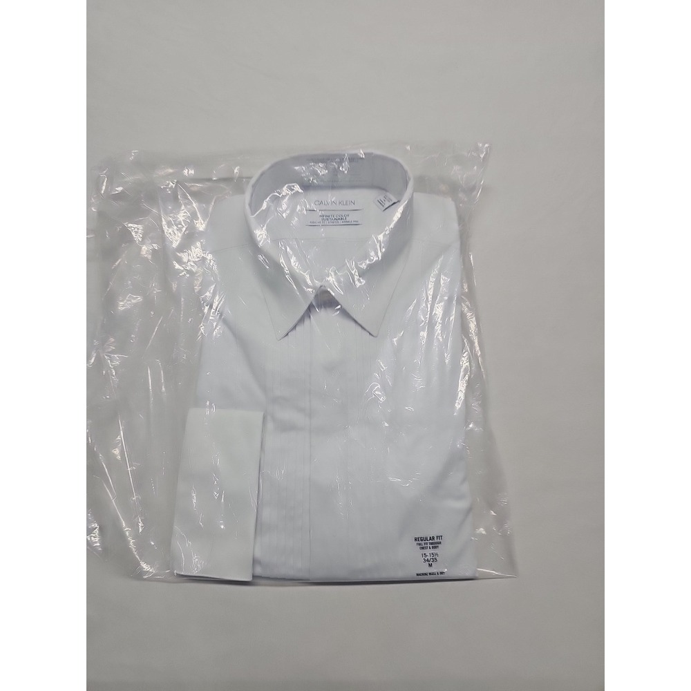 Calvin Klein Men's White Dress Infinite‎ Color Regular Fit Shirt 15-15.5 34/35 M